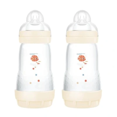 Abbildung von MAM Easy Start Anticolica Babyflasche im 2er Set, mit SkinSoftTM Silikonsauger, 2+ Monate, 260 ml, Neutral