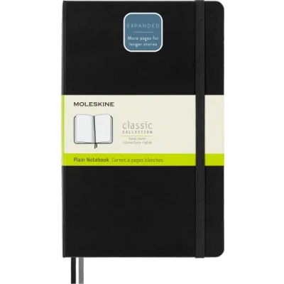 Abbildung von Moleskine Classic Expanded Plain Paper Notebook Hard Cover and Elastic Closure Journal Color Black Size Large 13 x 21 A5 400 Pages
