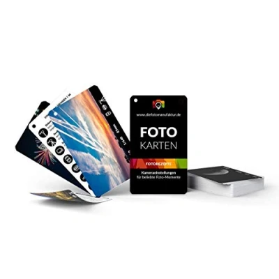 Abbildung von Fotokarten Fotorezepte Kameraeinstellungen für 20 FotoMotive Spickzettel Fotografie Checkkarte Spicker Fotografieren