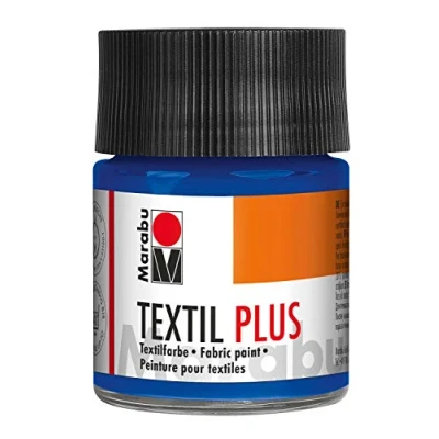 Abbildung von Marabu 17150005055 Textil Plus ultramarinblau dunkel 50 ml, volldeckende Stoffmalfarbe für dunkle Stoffe, geeignet Stoffmalerei und Stoffdruck, nach Fixierung waschbeständig bis 40 C