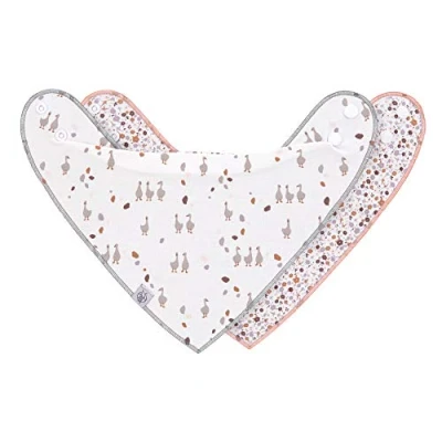 Abbildung von LÄSSIG Baby Lätzchen Halstuch Dreieckstücher Set 2 Stk. Bio Baumwolle Druckknopf wendbar/Baby Bandana Tiny Farmer Goose