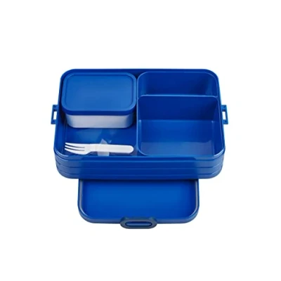 Abbildung von Mepal Brotdose Large mit Bento Box für 4 Sandwiches oder 8 Brotscheiben Lunchbox kleine Snacks &amp; Reste Erwachsene Essenbox Fächern Vivid blue