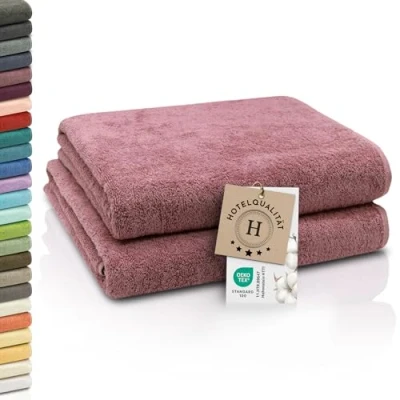 Abbildung von ZOLLNER 2er Set Badetücher weiche und saugstarke Duschtücher waschbar bis 95C Baumwolle 100x150 cm in Altrosa