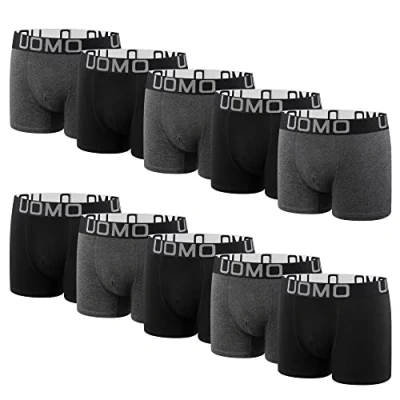 Abbildung von L&amp;K 10er Pack Herren Retroshorts Boxershorts Baumwolle klassischen Unifarben Unterhose Schwarz Grau 1116 G 5XL