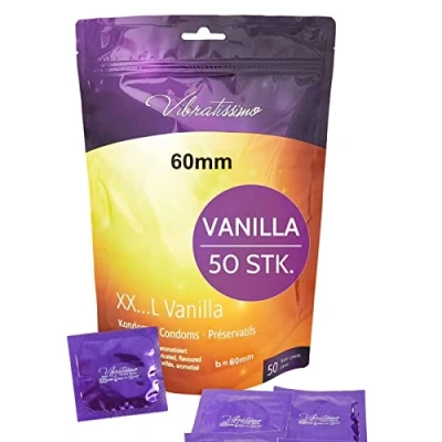 Abbildung von VIBRATISSIMO Kondome XXL Vanilla 50er Pack I Premium mit Aroma Condoms for Men Vanille dünner Wandstärke &amp; aromatisiert gefühlsecht hauchzart b=60mm