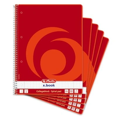 Abbildung von Herlitz 306456 Collegeblock A4, 80 Blatt Rand links und rechts, 5 Stück
