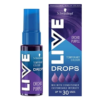 Abbildung von Schwarzkopf LIVE Color Drops Vegan Semipermanente Lila Haarfarbe 2 bis 12 Waschgängen haltbar Orchid Purple 30ml