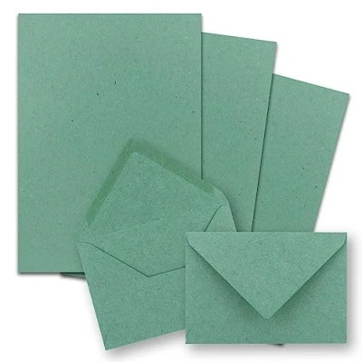 Abbildung von 50x Briefpapier Sets DIN A5 mit C6 Briefumschlägen Eukalyptus Nassklebung (Grün) Kraftpapier Blätter Kuverts FarbenFroh by GUSTAV NEUSER