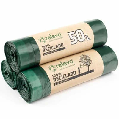 Abbildung von Relevo 30 Stück Müllbeutel 50 L 100% Recycelt Müllsäcke mit Zugband