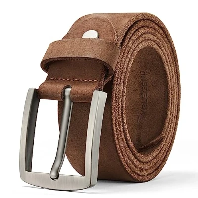 Abbildung von VRLEGEND Ledergürtel Herren Gürtel Leder Vollledergürtel Herrengürtel Jeans Echtleder 3.8cm Breit mit Geschenkbox (Braun, Gesamtlänge 125cm)