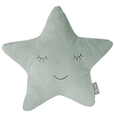 Abbildung von roba Kuschelkissen in Stern Form Style Flauschiges Deko Kissen für Baby &amp; Kinderzimmer Mädchen Jungen Frosty Green, 1 Stück (1er Pack)