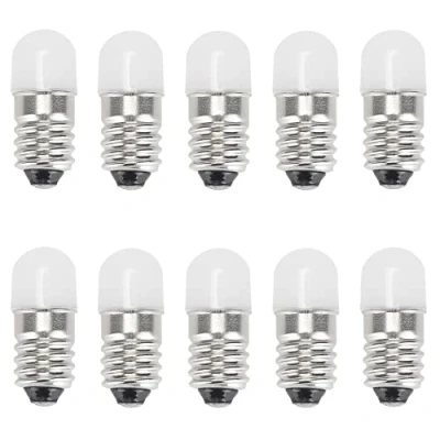Abbildung von GutReise E10 LED Leuchtmittel 12 V kaltweiß, 10 Stück AC/DC Miniatur Schraub Lampen 0,5 W, 65 lm (12 V, kaltweiß)
