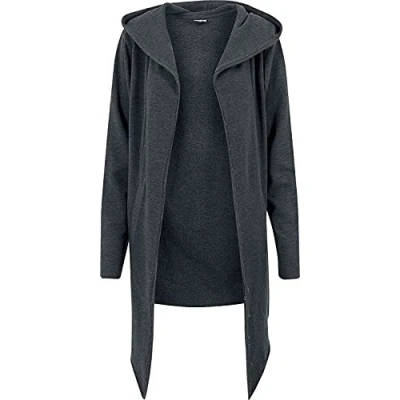 Abbildung von Urban Classics LONG Hooded OPEN EDGE Cardigan Sweatjacke, Herren, Größe: 5XL, Charcoal