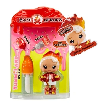 Abbildung von Yummiland Lip Gloss Doll Amber Cinnamon Inklusive DIY Lipgloss Set, Geeignet für Kinder ab 4 Jahren
