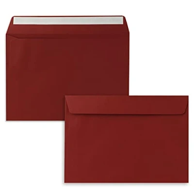 Abbildung von 75x Briefumschläge DIN C5 Dunkelrot (Rot) 16,2 x 22,9 cm Haftklebung Edle Kuverts für große Einladungen und Karten zum Geburtstag oder Hochzeit