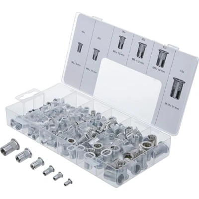 Abbildung von BGS 14127 Nietmuttern Sortiment 150 tlg. Aluminium in praktischer, wiederverwendbarer Universalbox
