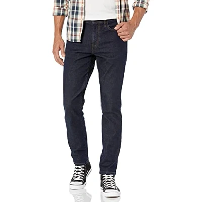 Abbildung von Amazon Essentials Herren Jeans aus Komfortablem Stretch, Schmale Passform (Früher Goodthreads), Dunkelblau, 34W / 36L