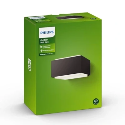 Abbildung von Philips Hedgehog Outdoor Wandleuchte (42 W), wetterfeste Außenleuchte für moderne Lichtakzente, E27 Leuchte ohne Leuchtmittel, anthrazit