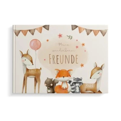 Abbildung von MeinBaby123® Freundebuch für Kinder, Freundschaftsbuch, Kindergarten, Schule, Freundschaftsalbum, Geschenk Kinder (Süße Waldtiere)