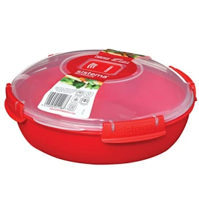 Abbildung von Sistema Microwave runde Mikrowellenschüssel 1,29 l Mikrowellenbehälter mit Dampfventil BPA frei rot