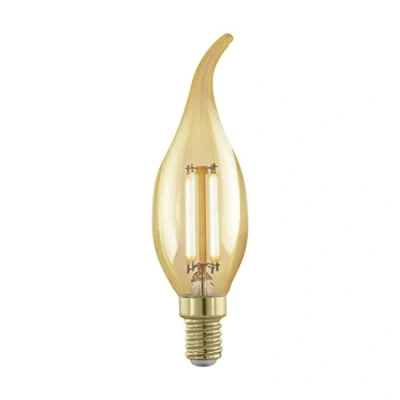 Abbildung von EGLO E14 LED Lampe Retro dimmbar, Golden Vintage Glühbirne in Kerzenform, Deko Leuchtmittel Kerze, 4 Watt (entspricht 28 Watt), 300 Lumen, warmweiß, 1700 K, Edison Birne CF35, Ø 3,5 cm