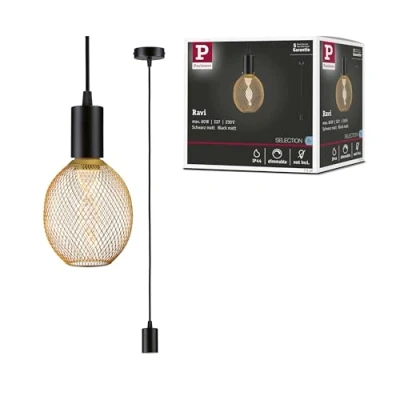 Abbildung von Paulmann 71136 Pendelleuchte Ravi IP44 E27 max. 60W Schwarz matt Pendel ohne Leuchtmittel