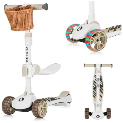 Abbildung von LIONELO Franky 2 in 1 Kinder Balance Roller ab 3 Jahre bis 50 kg Laufrad Jahr 20 Höhenverstellbar, LED Räder, rutschfestes Trittbrett, Korb