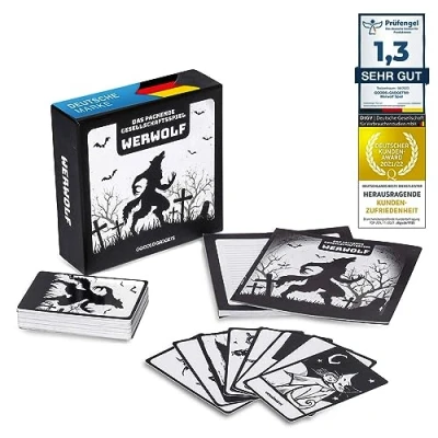 Abbildung von GOODS+GADGETS Original Werwolf Kartenspiel Deluxe Partyspiel mit Erweiterung Werwölfe Rollenspiel Klassiker 45 Karten Edition 30 verschiedenen Charakteren! DEUTSCHE Version