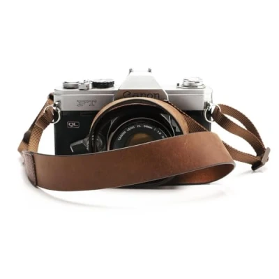 Abbildung von CANPIS Echtes Leder Kamera gurt Schnellverschluss, CP001 Vintage Schultergurt Hals ragegurt für Nikon Canon Sony Pentax Leica Olympus Fuji Alle DSLR (Fettiges Braun)
