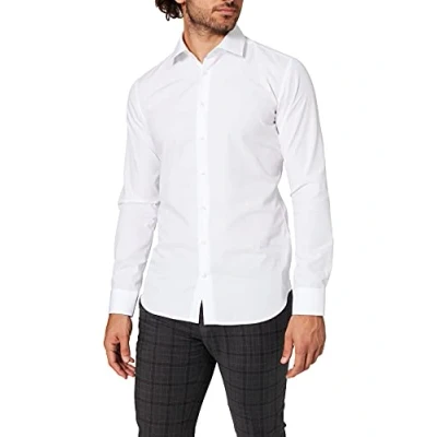Abbildung von Seidensticker Herren Business Hemd Extra Slim Fit Bügelfrei Kent Kragen Langarm 100% Baumwolle, Weiß (Weiß 01), 42 EU