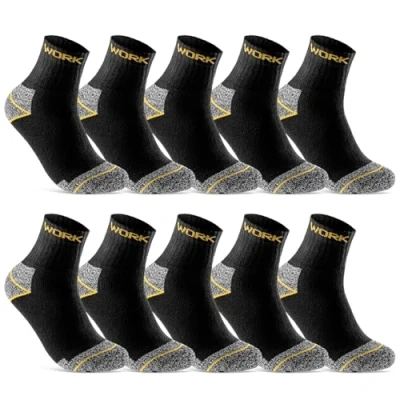 Abbildung von 10 20 Paar kurze Arbeitssocken Herren Kurzsocken Baumwolle WORK Socken 10202 (Schwarz/Grau kurz 43 46)