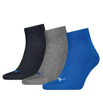 Abbildung von Puma Unisex Quarter Sock, Blue/Grey Melange, 35/38 (3er Pack)