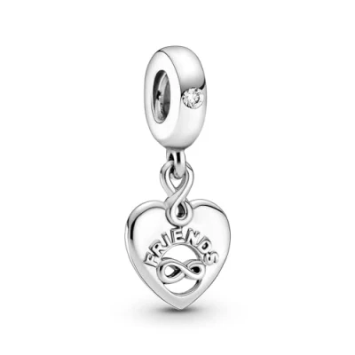 Abbildung von PANDORA People Freunde für Immer Herz Charm Anhänger aus Sterling Silber/Größe: 1,4cm