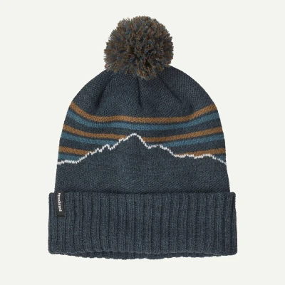 Abbildung von Patagonia Unisex Powder Town Beanie Kopfbedeckung, Fitz Roy Stripe Knit: Smolder Blue, Einheitsgröße EU
