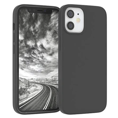 Abbildung von EAZY CASE Premium Silikon Handyhülle kompatibel mit iPhone 12 Mini, Slimcover Kameraschutz und Innenfutter, Silikonhülle, Schutzhülle, Bumper, Handy Case, Hülle, Softcase, Anthrazit