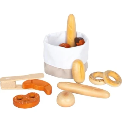 Abbildung von small foot Brotkorb Set &quot;fresh&quot; aus Holz, mit Backzange, Zubehör für Kinderküche und Kaufladen, ab 3 Jahren, 11444