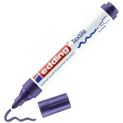 Abbildung von edding 4500 Textilmarker violett 1 Stift Rundspitze 2 3 mm Textilstifte waschmaschinenfest (60 C) zum Stoff bemalen Stoffmalstift