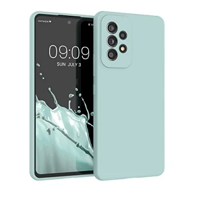 Abbildung von kwmobile Hülle kompatibel mit Samsung Galaxy A53 5G Silikon Handy Case Handyhülle weiche Oberfläche kabelloses Laden Cool Mint