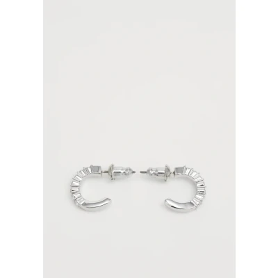Abbildung von Swarovski Mini Hoop Kreolen, Rundschliff, Weiß, Rhodiniert