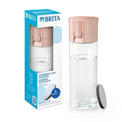 Abbildung von BRITA Wasserfilter Flasche Model Vital apricot (600ml) inkl. 2 MicroDisc Filter Praktische Trinkflasche mit für unterwegs, filtert Chlor &amp; Bakterien beim Trinken/spülmaschinengeeignet