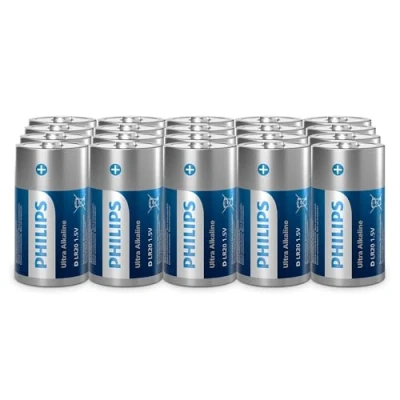 Abbildung von Philips Ultra D Alkali Batterien, LR20 Starke Leistung für Taschenlampen und größere Geräte, 20 Stück