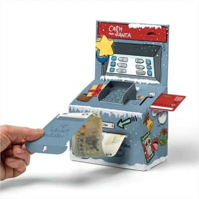 Abbildung von SURPRISA Geld O Mat Xmas Geldgeschenk Verpackung Kreativer DIY Geldautomat, Originelle Geschenkidee für Weihnachten &amp; besondere Anlässe Inklusive Personalisierbarem Design