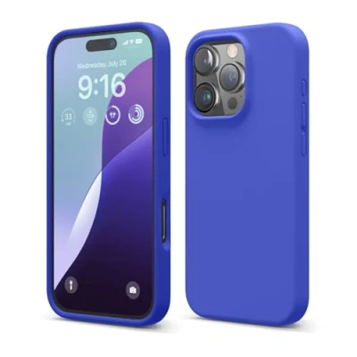 Abbildung von elago Premium Liquid Silikon Hülle Kompatibel mit iPhone 16 Pro Hülle, Ganzkörper Handyhülle, Stoßfest, Schlanke Kratzfester weicher Mikrofaser Innenfutter, 6.3 Zoll (Kobaltblau)