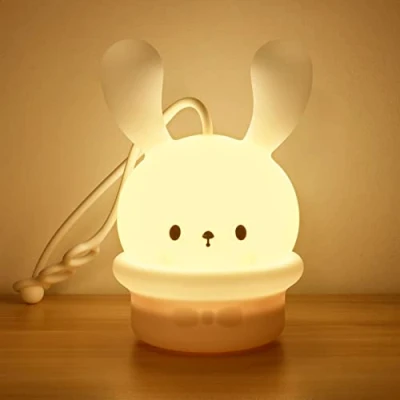 Abbildung von Vicloon Bunny Silikon Nachtlicht Kinder mit integriertem Haken USB Aufladung Nachttischlampe 9 Lichtwechsel &amp; Timing Funktion LED Baby Geschenke Spielzeug Schlaflichter
