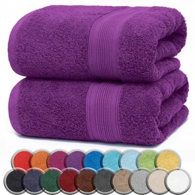 Abbildung von NatureMark 2er Pack SAUNATÜCHER/BADETÜCHER Premium Qualität 80x200cm Sauna Handtuch 100% Baumwolle Farbe: Lila