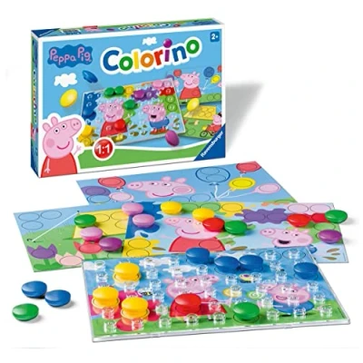 Abbildung von Ravensburger Kinderspiele 20892 Peppa Pig Colorino, Kinderspiel zum Farbenlernen, Mosaik Steckspiel, ab 2 Jahre, Schwarz weiß vorlagen