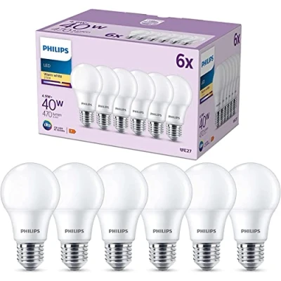 Abbildung von Philips Classic LED E27 Lampe, 40W, matt, warmweiß, nicht dimmbar, 6er Pack