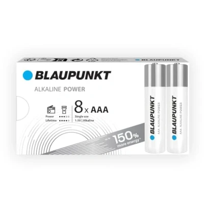 Abbildung von BLAUPUNKT AAA Alkalibatterien Packung mit 8, am besten für Wanduhren und TV Fernbedienungen, LR03BPO/8CB