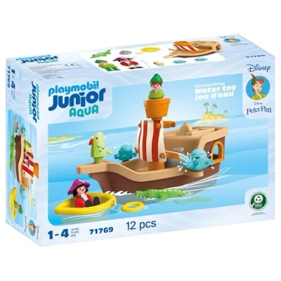Abbildung von PLAYMOBIL JUNIOR &amp; Disney Peter Pans Piratenschiff Nachhaltiges Spielzeug ab 1 Jahr Geschenk für Kleinkinder Fördert Motorik Rollenspiel mit Figuren Zubehör 71769
