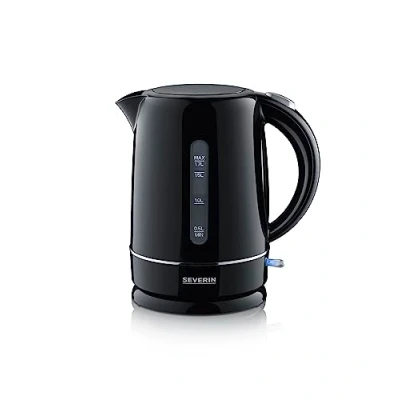 Abbildung von SEVERIN Wasserkocher 1,7 l, leistungsstarker und kompakter in hochwertigem Design, elektrischer mit Kalkfilter, schwarz, WK 4322